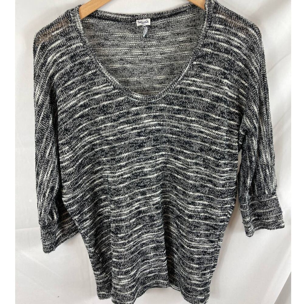 Splendid Spacedye Loose Knit 3/4 Sleeve Top Size Small